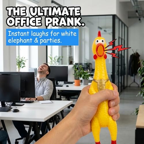 Squeeze Me Rubber Chicken Toy | Screaming Squeaky Chicken for Kids & Dogs | Novelty Prank Gag Gift (2 Pack Solid) - style: 2 Pack Solid