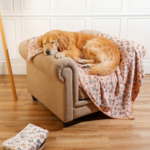 Tatuo 4 Pcs Fleece Dog Blankets for Puppy Cat, Mixed, 36 x 36 in, Paw - color: Mixed, size: 36 x 36 in