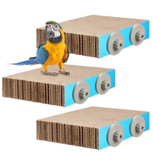 Skyygemm 3 Pcs Cardboard Bird Perch Chew Toys for Paw Grinding, Medium - size: Medium
