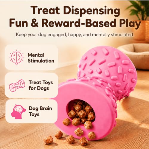 Treat Dispensing Dog Toys,Interactive Puzzle Toy for Small Dogs,Slow Feeder - color: Peach, size: Small