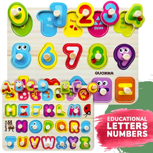 Wooden Puzzles for Toddlers 1-3 - 6X Set Toddler Puzzles Ages 2-4 with Rack - color: Set of 6
