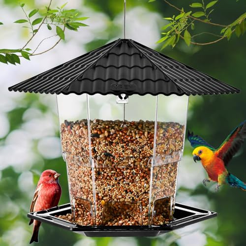 Jealoeur Bird Feeders for Outdoors Hanging Birds Feeder Wild Birds Seed, Black 2 Pack B - color: Black 2 pack