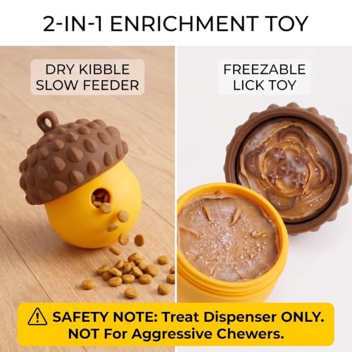Dog Toy Treat Dispenser, Slow Feeder Puzzle (Orange-Yellow) - color: orange-yellow