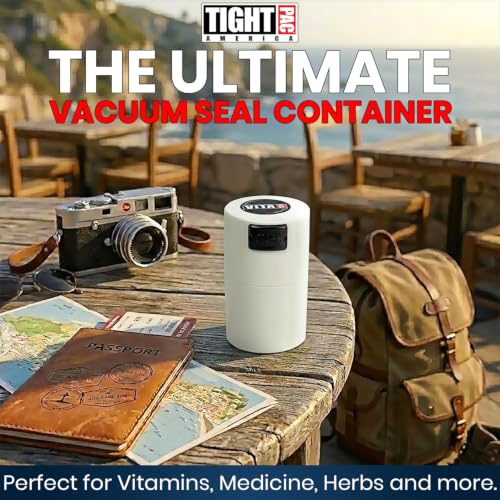 Vitavac 5g to 20g Airtight Vacuum Seal Portable Container, White - color: White