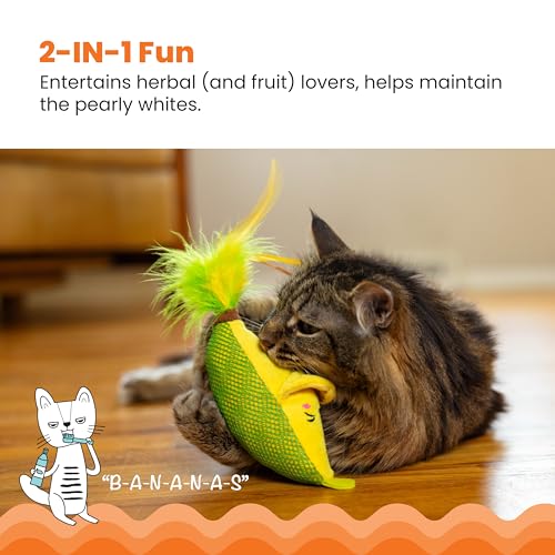 Catstages Kicker Peelin' Good Banana Dental Cat Toy with Catnip, 8" - color: Banana Kicker