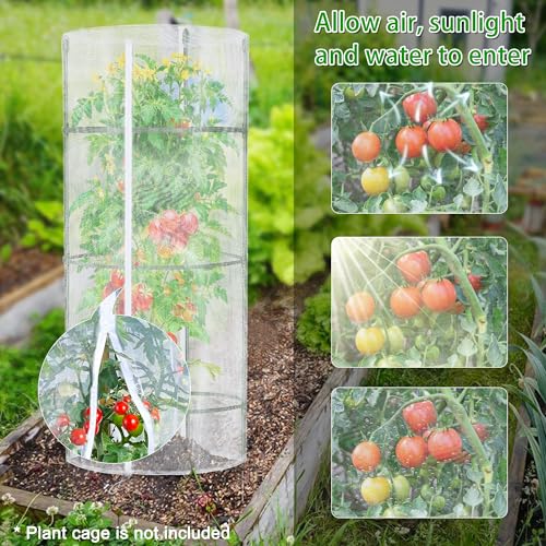 Garden Netting for Tomato Plants, Round Tomato Cage Plant Cover with Zipper