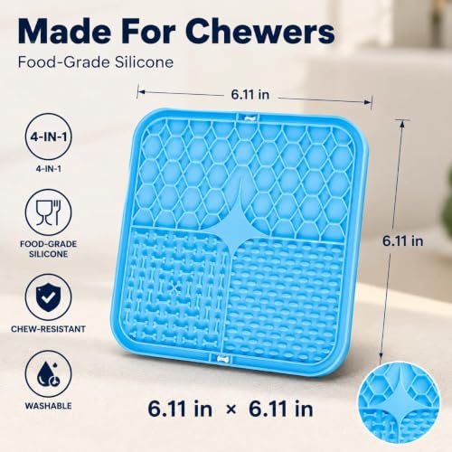 1Pc Premium Dog Licking Mat - Textured Surface Lick Pad Reducing Anxiety - color: blue