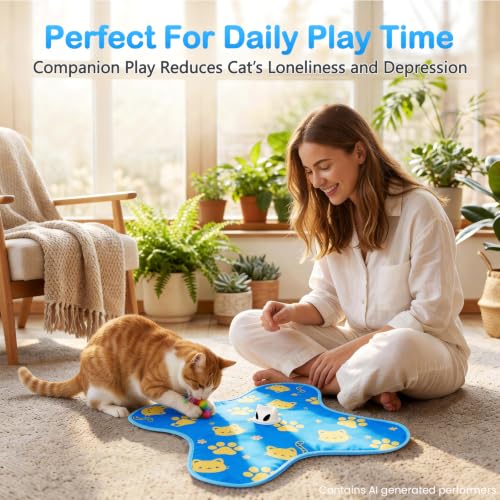 Interactive Cat Toys for Indoor Cats, Rechargeable Hide & Seek Toy - color: Blue