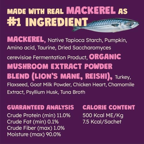 Lickable Cat Treats, Mackerel & Turkey Purée, 0.5 oz, 5 Pack