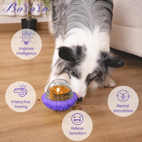 BoYoYo Interactive Dog Puzzle Toy for Smart, Dog Enrichment Toys to Keep Them Busy, Cognitive Dogs Toy to Stimulate Their Brain, Dog's Treat Dispensing Toys with Slow Feeder, Easy to Clean - color: Purple