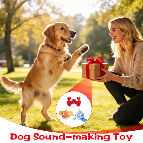 Squeak Dog Toys for Aggressive Chewers, No Stuffing Squeak Dog Chew Toys for Aggressive Chewers, Interactive Dog Toy Ball with Crinkle Paper for Medium Dogs, Large & Small Breeds (F-Whale+Fish) - color: F-Whale+Fish