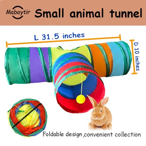 3-Way Collapsible Cat Tunnel Tube Toy Rainbow T-Shape - color: Rainbow T