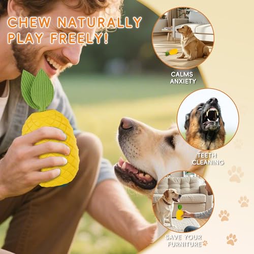 Pineapple Dog Toy for Aggressive Chewers, Tough Rubber - size: Large