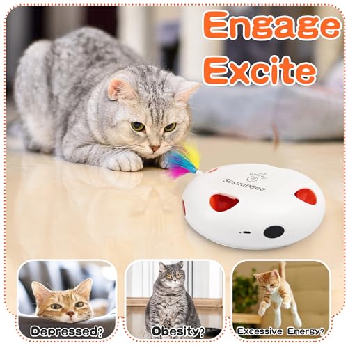 Rechargeable Interactive Cat Toy, White - color: White