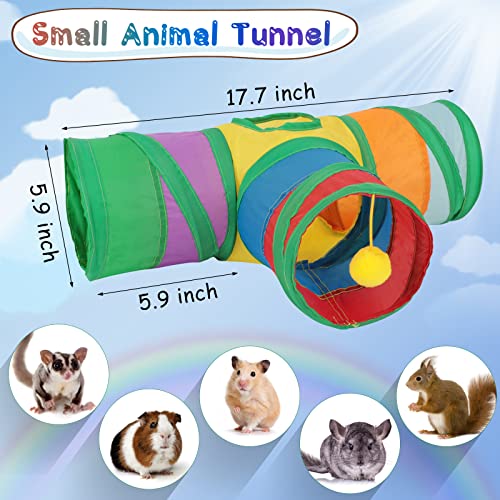 YUEPET Guinea Pig Tunnel, 3-Way Collapsible Play Tubes with Ball, Rainbow - color: Rainbow