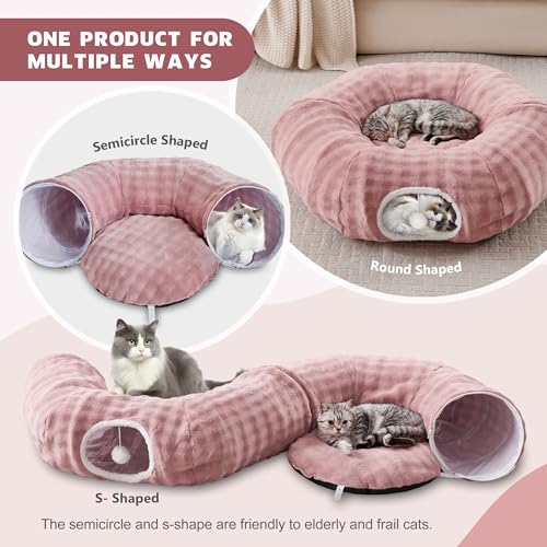 Bubble Round Cat Tunnel for Indoor Cats, Dusty Pink - color: Dusty Pink, size: Round