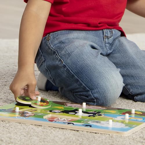 Melissa & Doug Farm Wooden Peg Puzzle (8 pcs) - size: 11.75 x 8.75 x 0.7, style: Farm