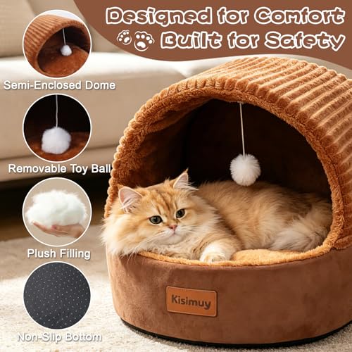 Cat Bed Cave with Pillow & Cat Toys, Cat Bed for Indoor Cats & Dog - size: M-17.7IN