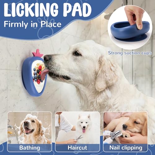 Freeze Dog Lick Bowl, Animire Non-Slip Slow Feeder Lick Mat for Dogs, Silicone Dog Enrichment Bowl for Distraction Anxiety Relief Boredom, BPA Free, Dishwasher Safe(Dark Blue,L) - color: B- Dark blue, size: L