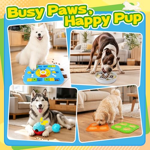 Forfon Upgraded Dog Enrichment Toy Set with Slow Feeder Bowl & Puzzle Toy - color: Expert Dog Puzzle Toys