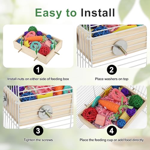 Bird Foraging Toys Box, Wooden Foraging for Birds, Colorful, M - color: Wood Color, Colorful, size: Medium