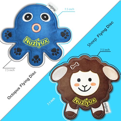 Squeaky Dog Flyers 2-Pack Sheep Octopus Fetch Discs