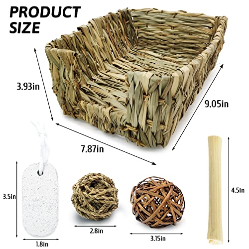 Hamiledyi Rabbit Grass Bed for Bunny, 12 Pcs Pet Bunny Chew Toys Natural Hand-Made Woven Hay Mat Hamster Grass Basket Small Animals Bedding for Guinea Pig Chinchilla Ferret Gerbil Rat