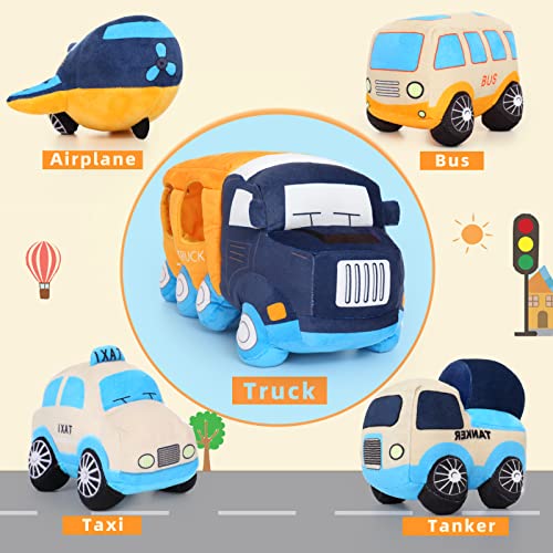 Muiteiur Big Car Stuffed Plush Toy, Soft 4Pcs Stuffed Truck Toy Set for Kid - style: truck
