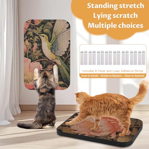 2 Pack Cat Wall Scratcher, Art Cat Scratching Board for Cats - color: Hummingbird & Flower