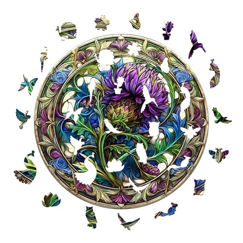 KAAYEE Wooden Puzzles for Adults Scotch Thistle Jigsaw 17.3 * 17.3in-450pcs - color: Scotch Thistle, size: X-Large