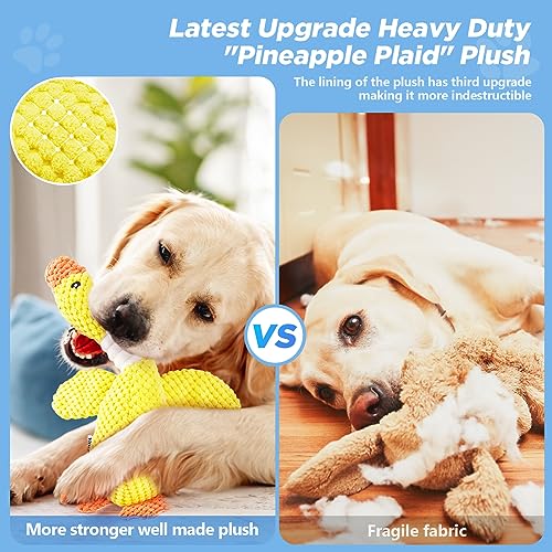 Vitscan Durable Dog Toys for Small Medium Large Dogs Aggressive Chewers - color: Yellow goose 1 pack - pineapple plush