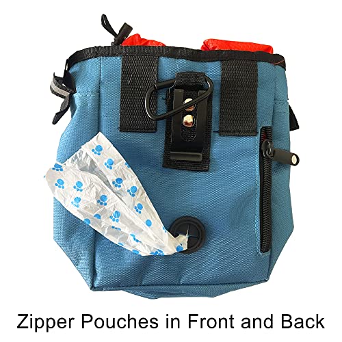 Jalousie Dog Training Pouch with Training Clicker and Water Bowl - 5 Ways to Wear - Carry Toys, Treats for Positive Reinforcement - Built-in Poop Bag Dispenser (Teal) - color: Teal
