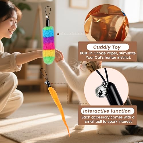 Interactive Cat Toys Replacement Tails Accessories for Cat Ball, 10Pcs - color: multicolour