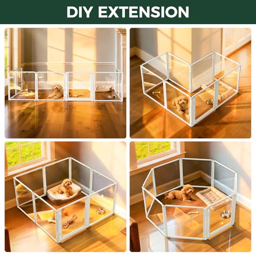 FXW AuraSpace Pro Clear Acrylic Indoor Dog Playpen, 24" H, 8 Panels - color: White, size: 24"H