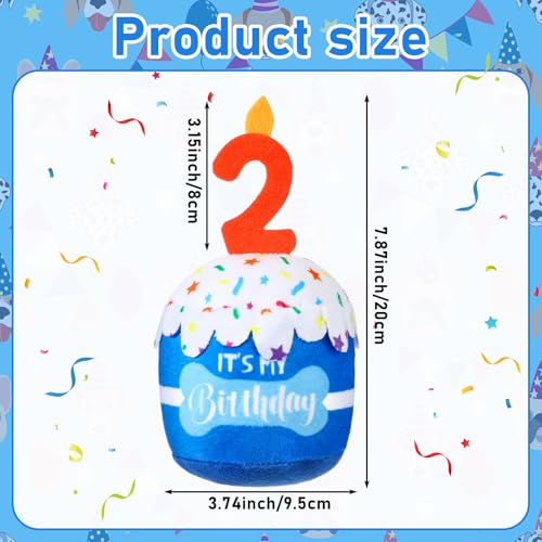 Dansydaisy Dog Birthday Cake Toy Squeaky Plush Gift,2nd,Blue - color: Blue, style: 2nd