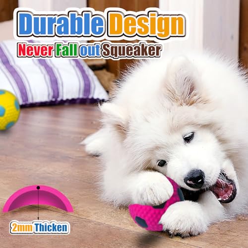 HOLYSTEED Squeaky Dog Toys for Medium Dogs, 2.6" Round Latex Soccer Balls - size: 2.6'' for M/L