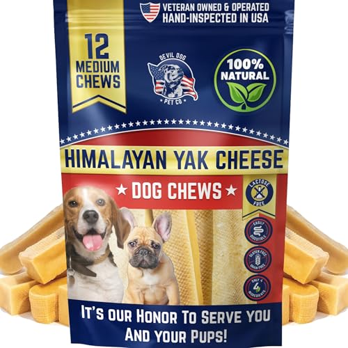 Devil Dog Pet Co Himalayan Yak Chews for Medium Dogs, Yak Cheese 12 Pack - style: Medium - 12 Pack