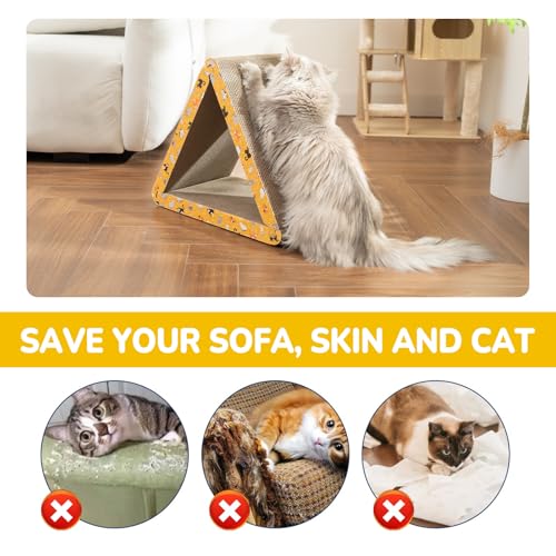 Cat Scratcher, Cat Scratching Board - Foldable Triangle 6-Sided Cardboard - color: Orange