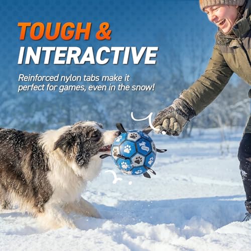 QDAN Dog Balls Toys, Soccer Ball with Straps, Herding Ball Toy, Puppy Toy - color: Blue Gray, size: Medium Size 2 (6 Inch)