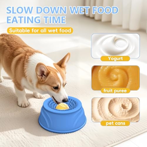 Slow Feeder Dog Bowls for Liquid Treat,2 in 1 Slow Feeder and Lick Mat