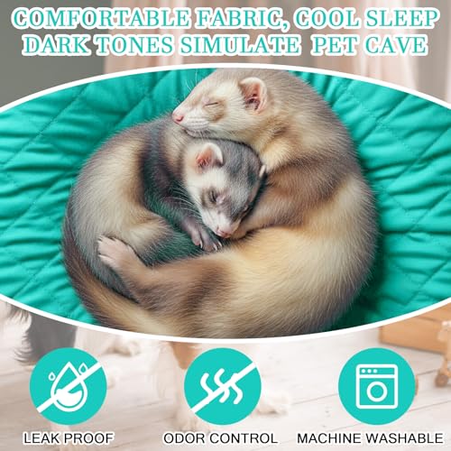 Beeveer 7 Pcs Winter Ferret Cage Liner Set Washable Ferret Pads Bedding Cage Accessories for Small Animals Hamster Rats Chinchillas Hedgehogs Guinea, Stain-Resistant Material(Light Blue) - color: Light Blue