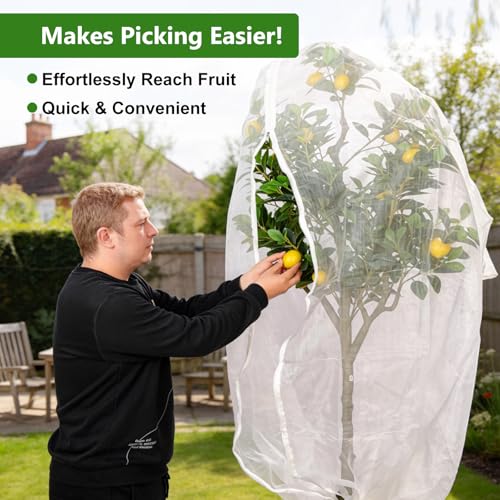 Jevrench 2-Pack 8 x 8 ft Garden Netting Bags with Zipper and Drawstring - size: 8 x 8ft – 2 Pack