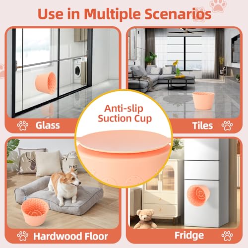 Dog Lick Bowl, Non-Slip Freeze Slow Feeder Small Medium, 1.6 Cup - color: Light Orange