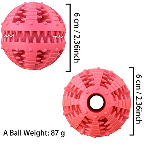 2 Pcs Dog Teeth Ball, Puzzle & Treat Dispensing Dog Toys, Non Toxic Tear Resistant Natural Rubber Toy for Pet Teeth Cleaning/Chewing/Playing/Training (Yellow+Red, 2.36in) - color: Yellow+Red, size: 2.36in
