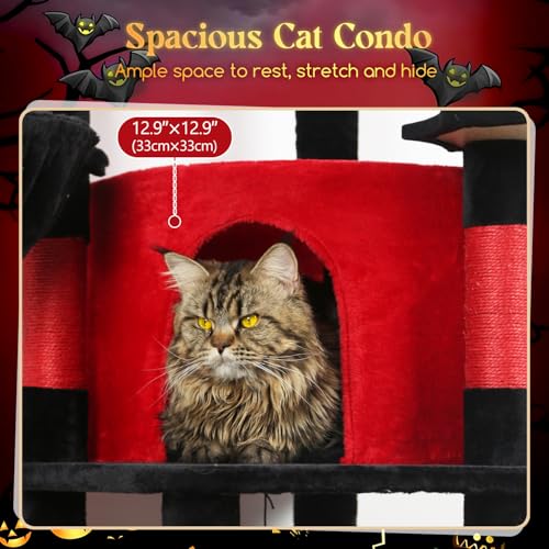 Globlazer Gothic Corner Cat Tree with Scratching Post, C51, Black Red - color: Red Black, size: 51inch
