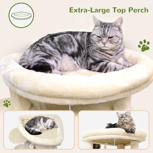 Globlazer 66inch Corner Cat Tree Tower for Indoor Large Cats, C66, Beige - color: Beige, size: 66inch