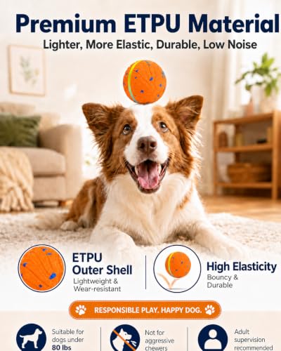 Xeuch Smart Interactive Dog Toy Balls, Automatic Moving Ball for Puppy, Medium and Large Dogs, ETPU Material, Motion Activated Rolling & Rotating Bouncy Toy for Dog Enrichment & Stimulation - color: Orange