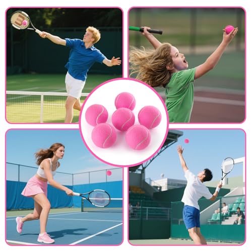 PHOEPET 6-Pack Tennis Balls for Beginner Training Practice- Bulk Dog Balls - color: Pink-6 Pack, size: Medium 2.5"- 6 Pack
