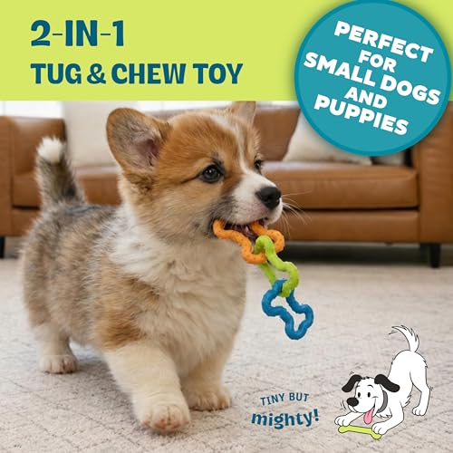 Bone Tugz Dental Dog Chew Toy, Floppy & Textured, 6.3" - color: Bonetugz Blue
