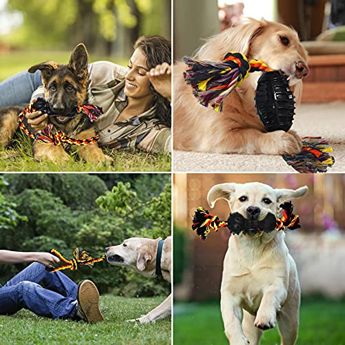 Yipetor Durable Dog Chew Toys 6 Pack, Cotton Rope Rubber Dog Toys - style: 6Pack-Medium Dogs